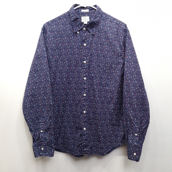 J. Crew Other - J. Crew Button Down Shirt Mens Slim Untucked Blue Floral Long Sleeves Cotton L